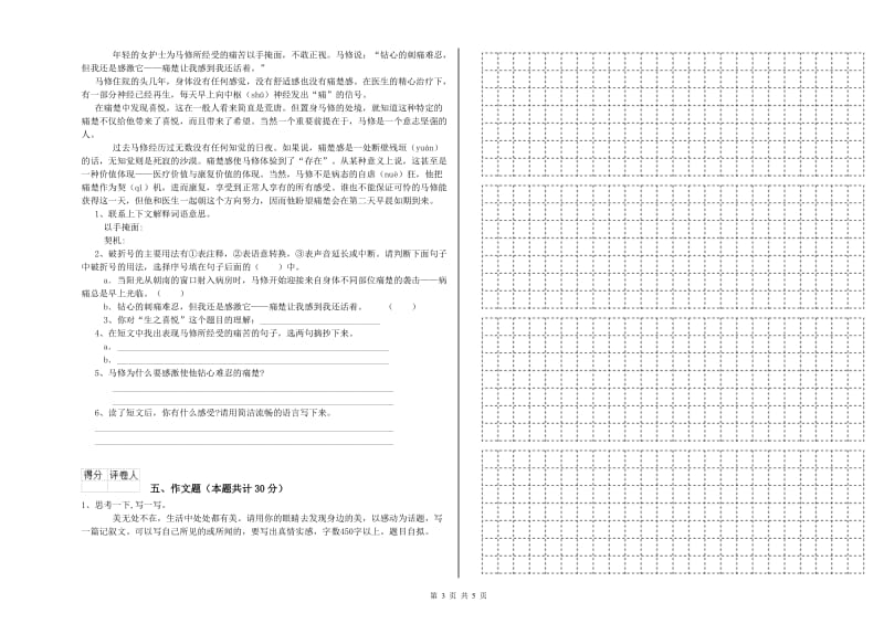 陇南市重点小学小升初语文能力测试试题 附解析.doc_第3页