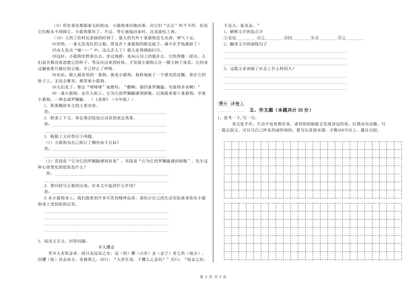 阿里地区重点小学小升初语文全真模拟考试试卷 附解析.doc_第3页