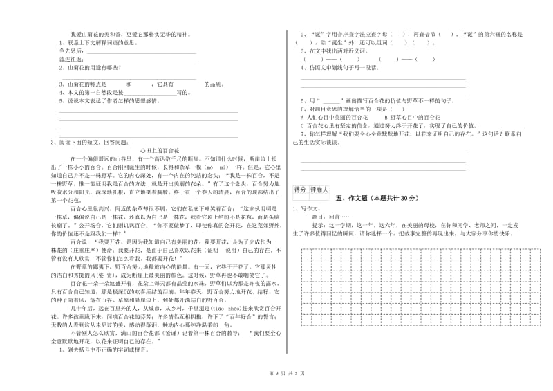 辽源市重点小学小升初语文强化训练试卷 附解析.doc_第3页