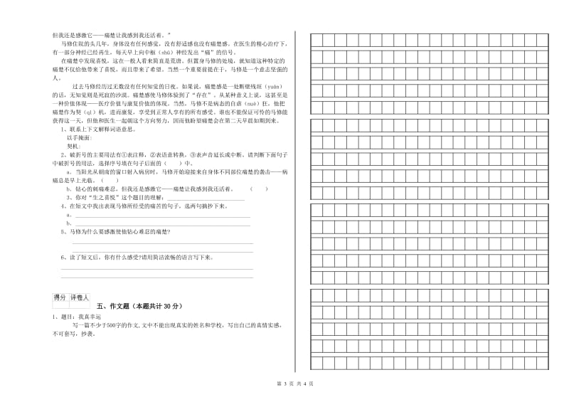 辽宁省小升初语文强化训练试卷 含答案.doc_第3页