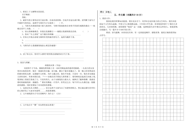 辽宁省重点小学小升初语文考前练习试卷 附答案.doc_第3页