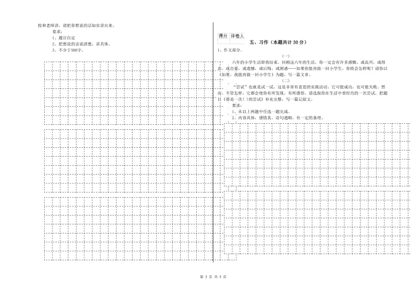 阜新市实验小学六年级语文【下册】开学检测试题 含答案.doc_第3页