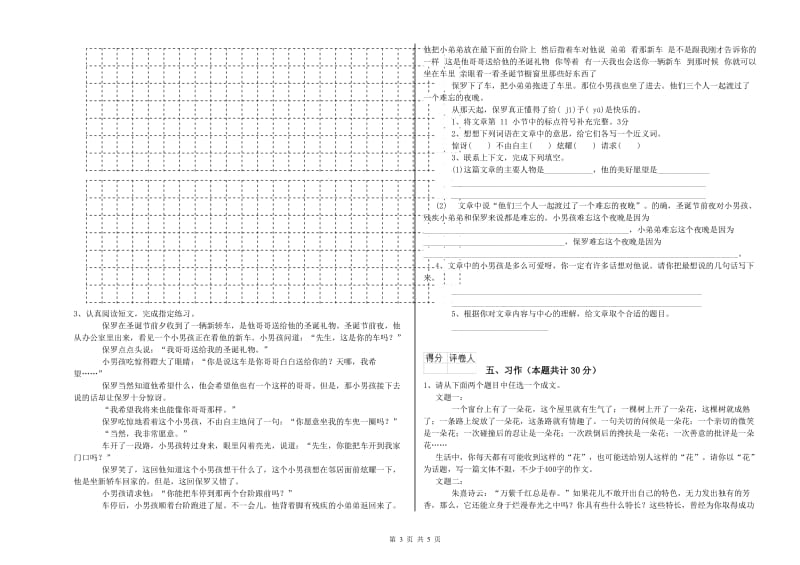 阿里地区实验小学六年级语文下学期综合检测试题 含答案.doc_第3页