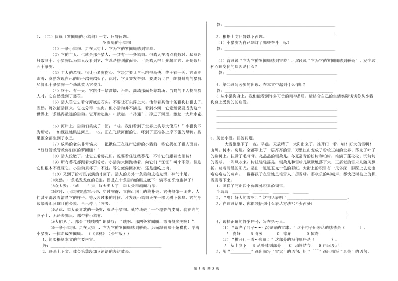 鹰潭市重点小学小升初语文自我检测试卷 含答案.doc_第3页