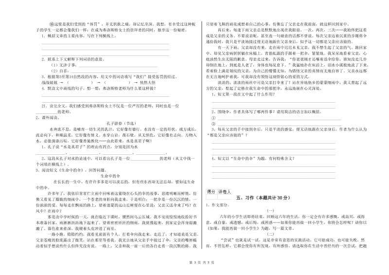 阿拉善盟实验小学六年级语文下学期强化训练试题 含答案.doc_第3页