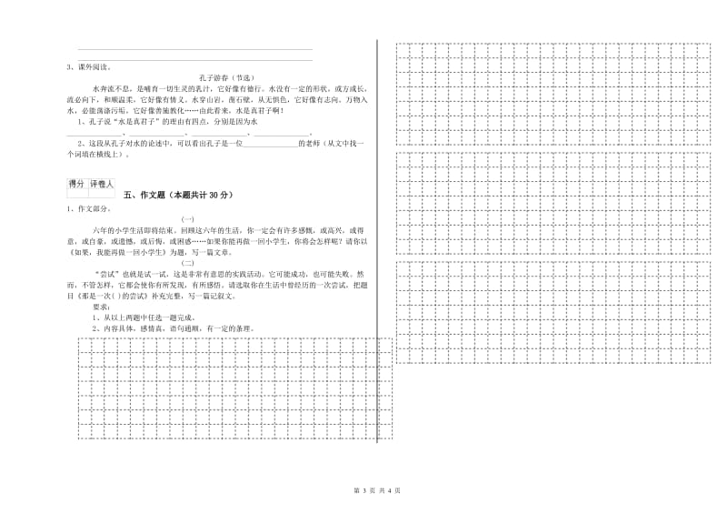 陇南市重点小学小升初语文模拟考试试卷 含答案.doc_第3页