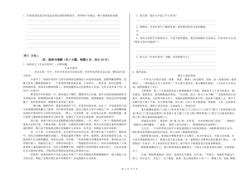 陕西省重点小学小升初语文自我检测试题 含答案.doc_第2页