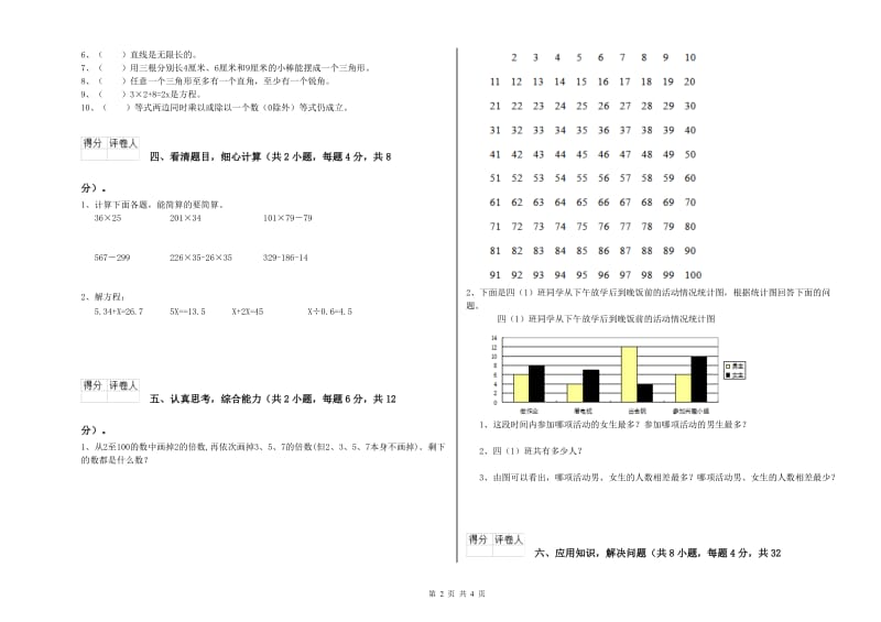 青海省2020年四年级数学【上册】过关检测试卷 附解析.doc_第2页