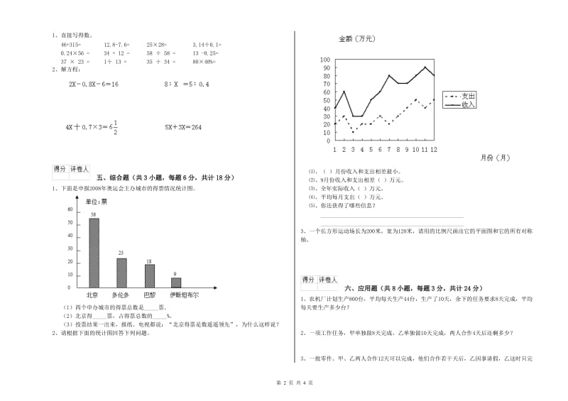 青海省2019年小升初数学能力测试试卷A卷 含答案.doc_第2页