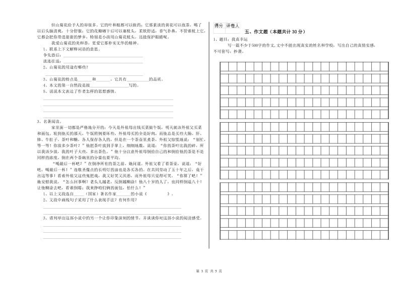 黄冈市重点小学小升初语文综合练习试卷 含答案.doc_第3页