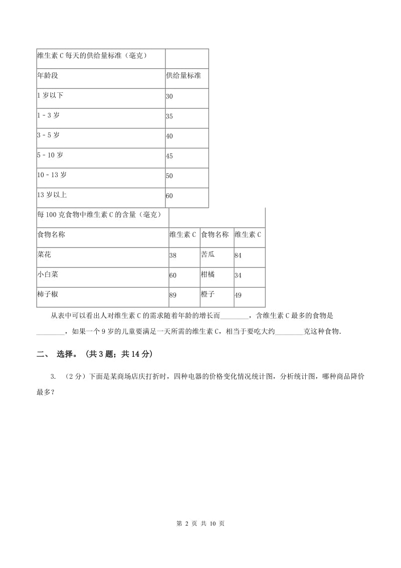 人教版小学数学四年级下册 第八单元 8.2复式条形统计图 同步练习 D卷.doc_第2页