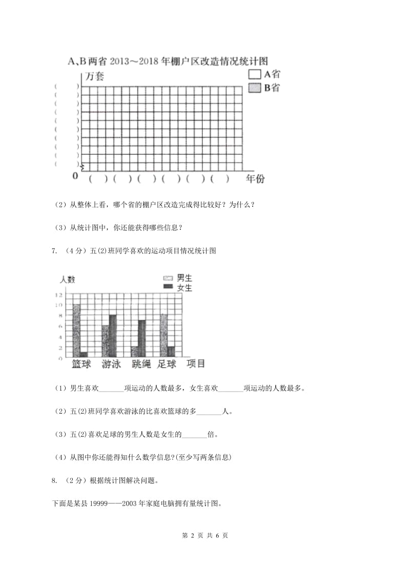 2019-2020学年小学数学人教版四年级下册 第八单元平均数与条形统计图 单元卷（2）.doc_第2页