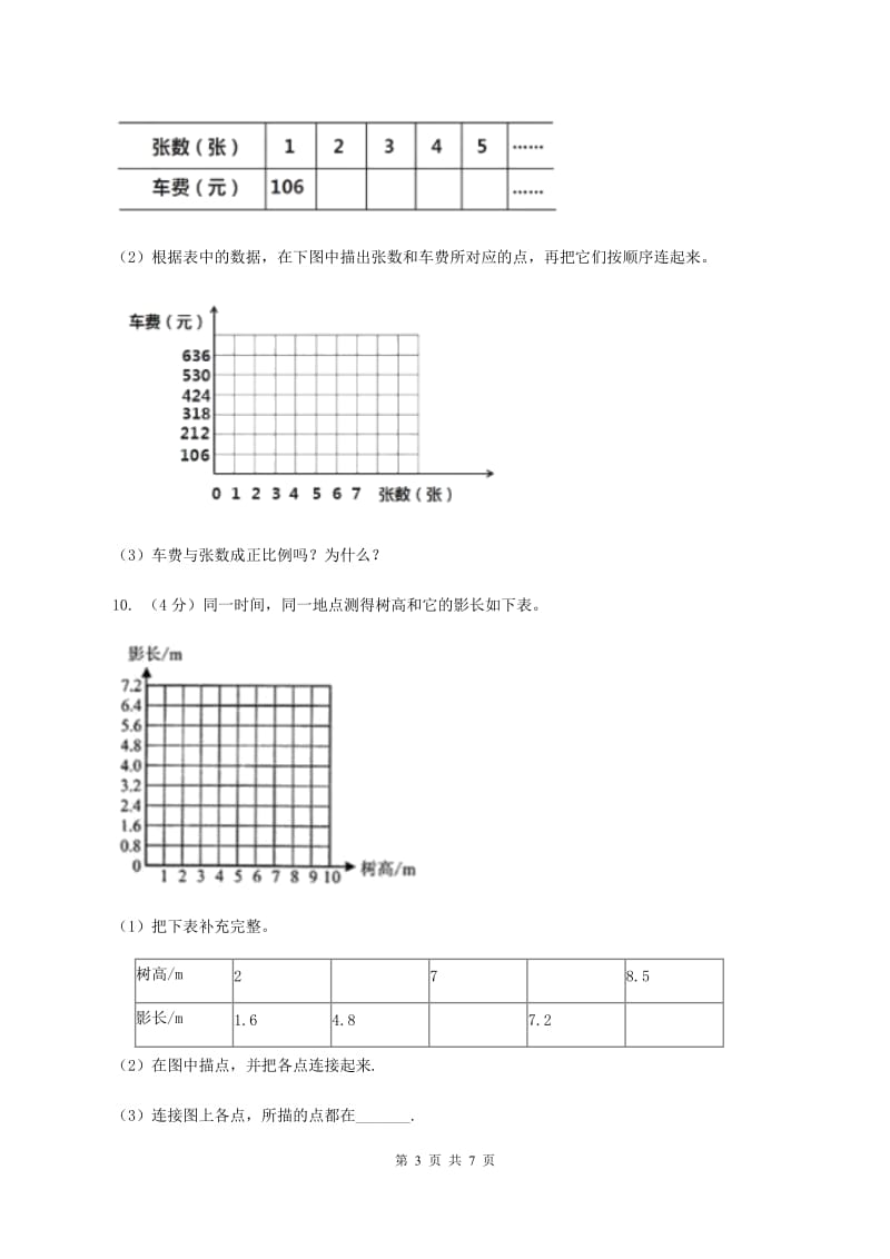 2019-2020学年冀教版小学数学六年级下册 三、正比例、反比例 同步训练.doc_第3页