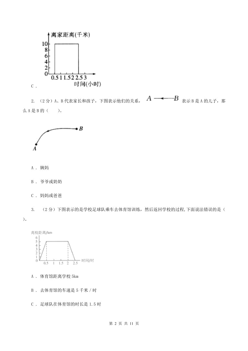 北师大版2019-2020学年六年级上册专项复习八：用图像表示变化关系A卷.doc_第2页