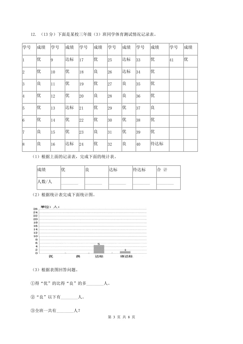 北师大新版四年级上册单元试卷：第6章 除法（1）（II ）卷.doc_第3页