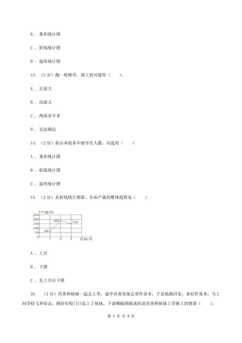 苏教版2020年小升初数学备考专题 统计与可能性综合卷D卷.doc_第3页