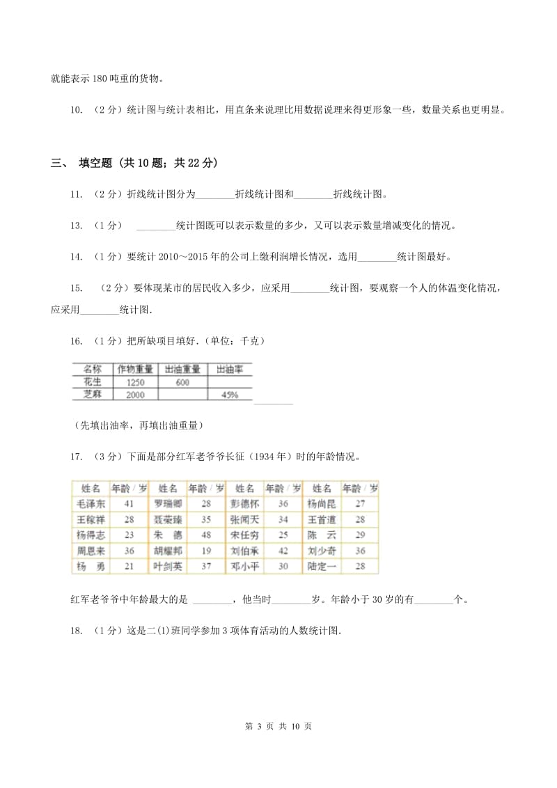 苏教版数学四年级上册第四章统计表与条形统计图一同步练习（一）A卷.doc_第3页