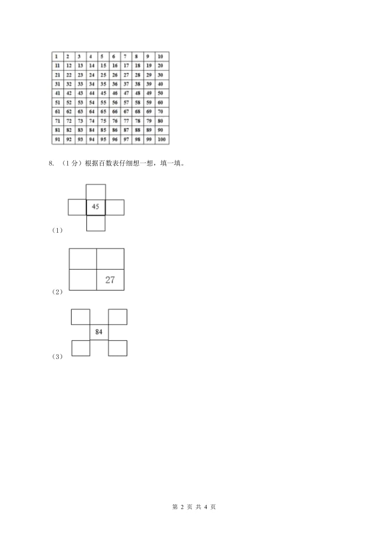 2019-2020学年小学数学冀教版一年级下册 3.3 100以内数的组成 同步练习（I）卷.doc_第2页