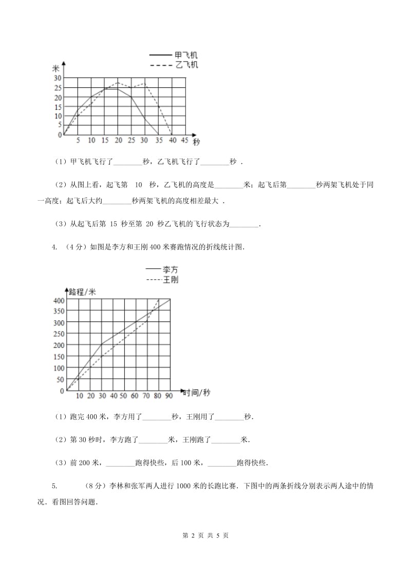 2019-2020学年冀教版小学数学五年级下册 七 折线统计图 同步训练A卷.doc_第2页