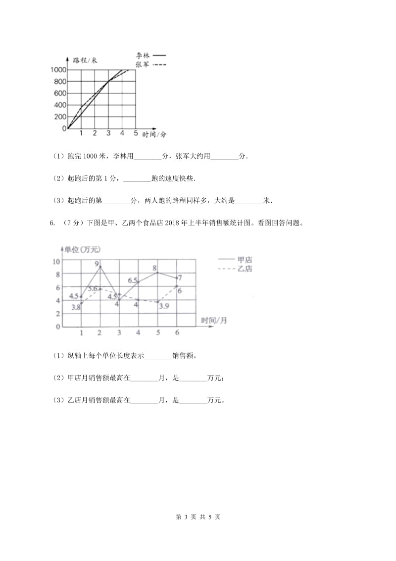 2019-2020学年冀教版小学数学五年级下册 七 折线统计图 同步训练A卷.doc_第3页