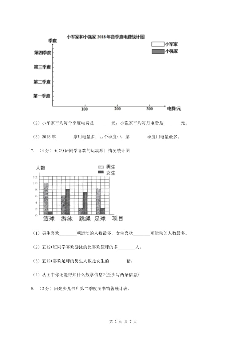 2019-2020学年小学数学人教版四年级下册 第八单元平均数与条形统计图 单元卷（2）A卷.doc_第2页