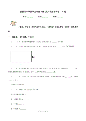 蘇教版小學(xué)數(shù)學(xué)三年級下冊 第六單元測試卷 C卷.doc