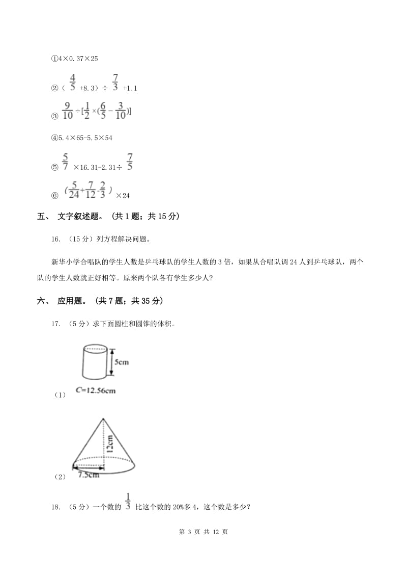 人教版2019-2020学年小升初数学复习专练（II ）卷.doc_第3页