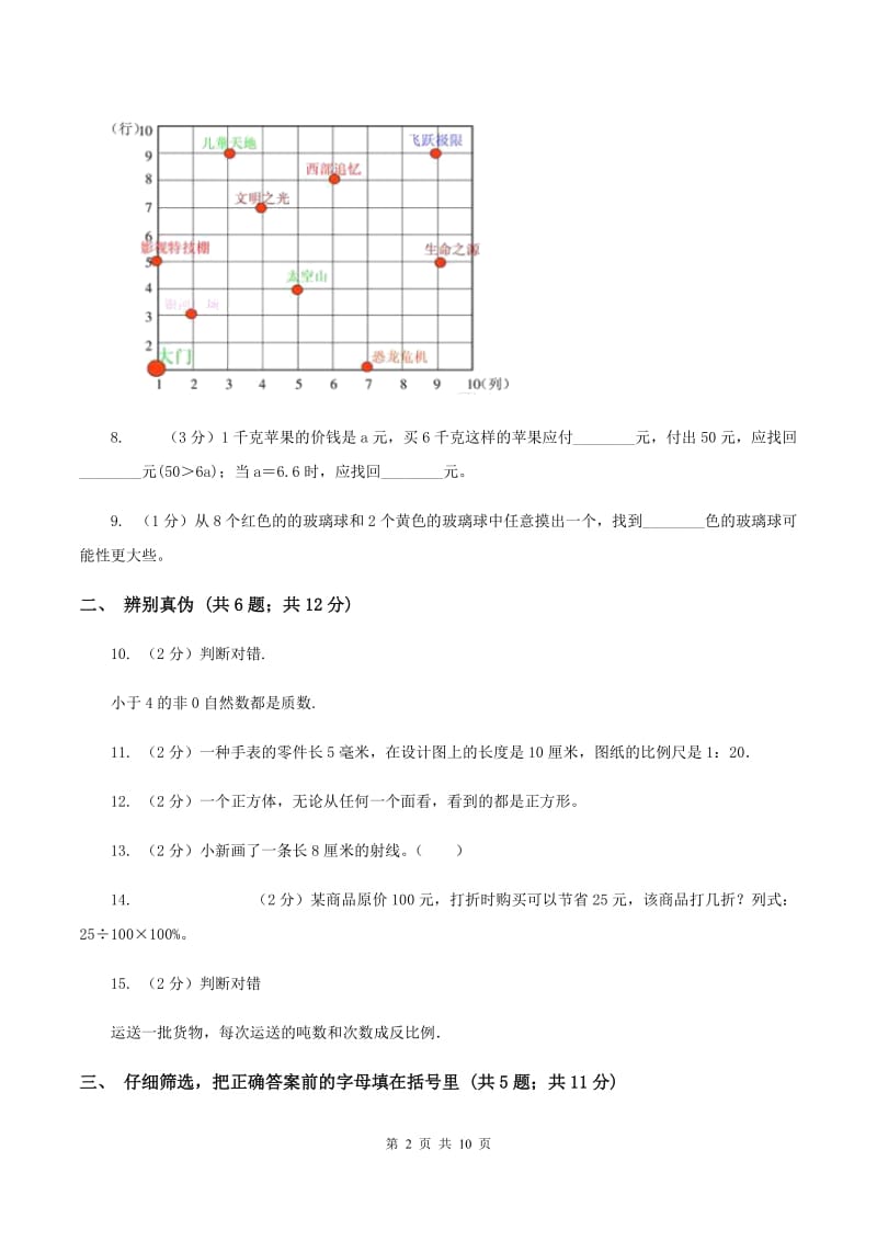 人教版2020年小学数学毕业试卷 C卷.doc_第2页