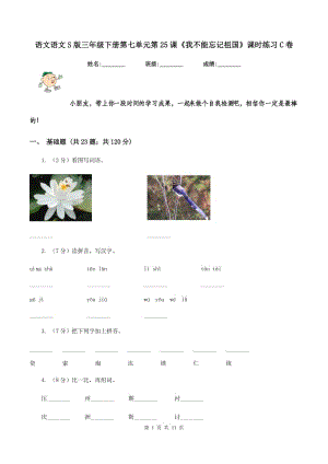 語文語文S版三年級下冊第七單元第25課《我不能忘記祖國》課時練習C卷.doc