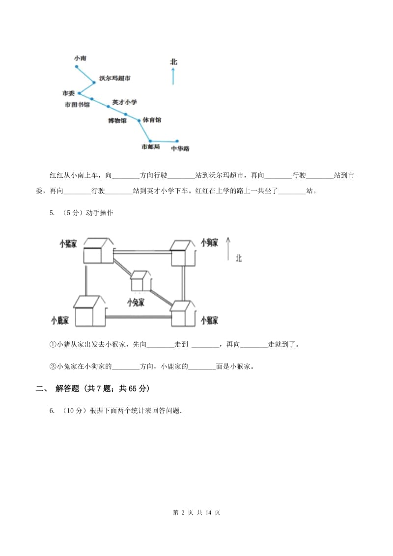 沪教版2019-2020学年六年级上册专项复习二：描述路线图A卷.doc_第2页