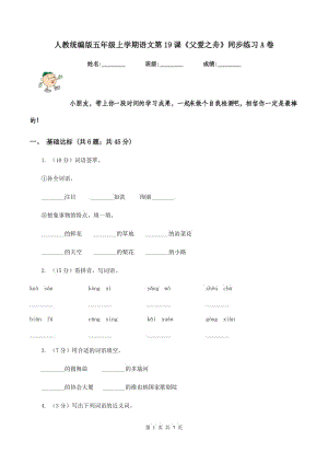 人教統(tǒng)編版五年級(jí)上學(xué)期語(yǔ)文第19課《父愛(ài)之舟》同步練習(xí)A卷.doc