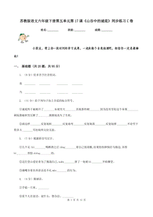 蘇教版語文六年級下冊第五單元第17課《山谷中的謎底》同步練習C卷.doc