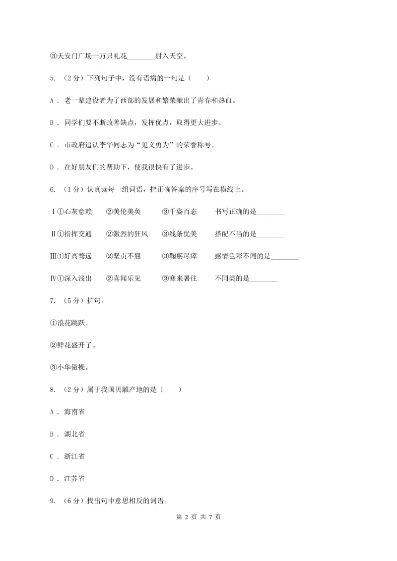 新人教版2020年名校小升初语文冲刺试卷（二）A卷.doc_第2页