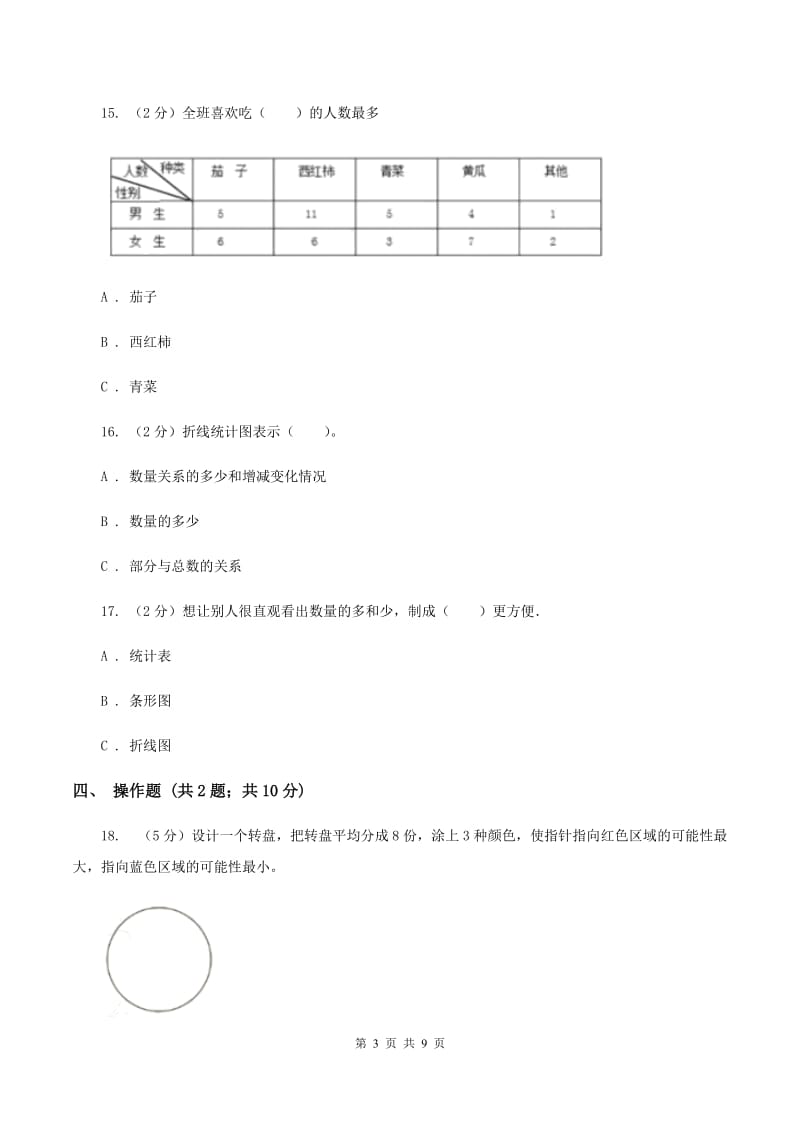 人教版2020年小升初数学备考专题 统计与可能性综合卷（II ）卷.doc_第3页