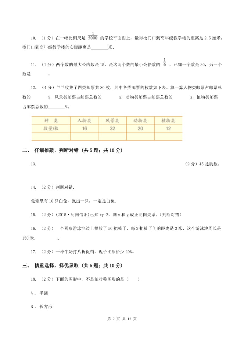 新人教版2020年小学数学毕业考试全真模拟卷BD卷.doc_第2页