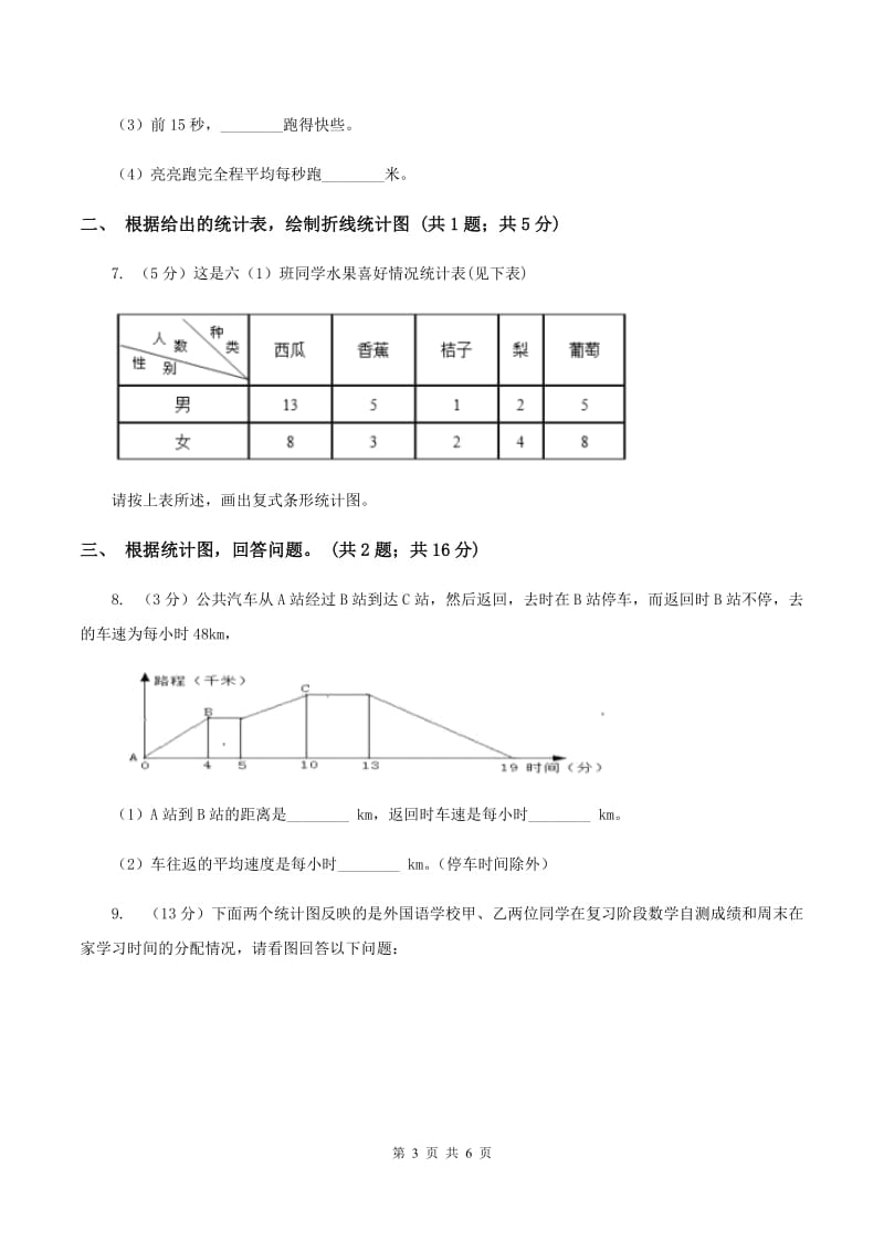 苏教版2.1折线统计图 同步练习 （I）卷.doc_第3页