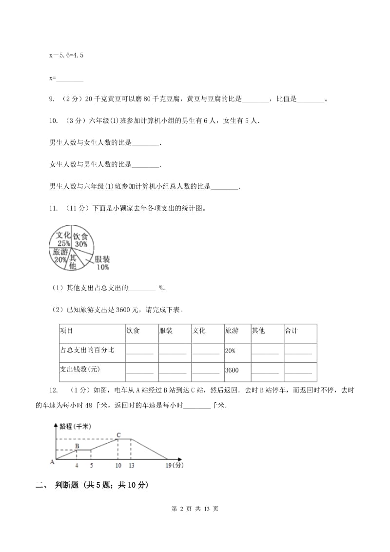 赣南版小学小升初数学模拟试卷（I）卷.doc_第2页