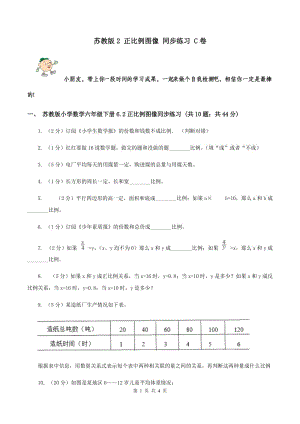 蘇教版2 正比例圖像 同步練習(xí) C卷.doc