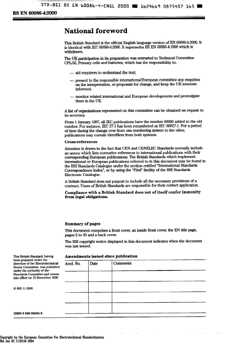 BS EN 60068-4-2000 环境试验.规范编制者用材料.试验总结_第2页