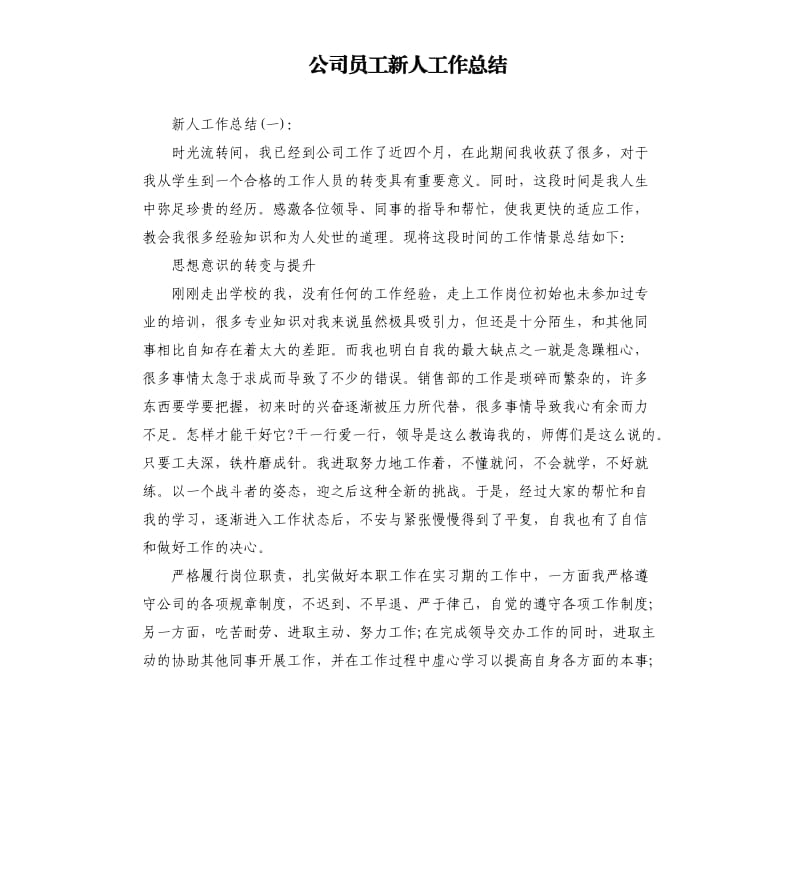 公司员工新人工作总结.docx_第1页