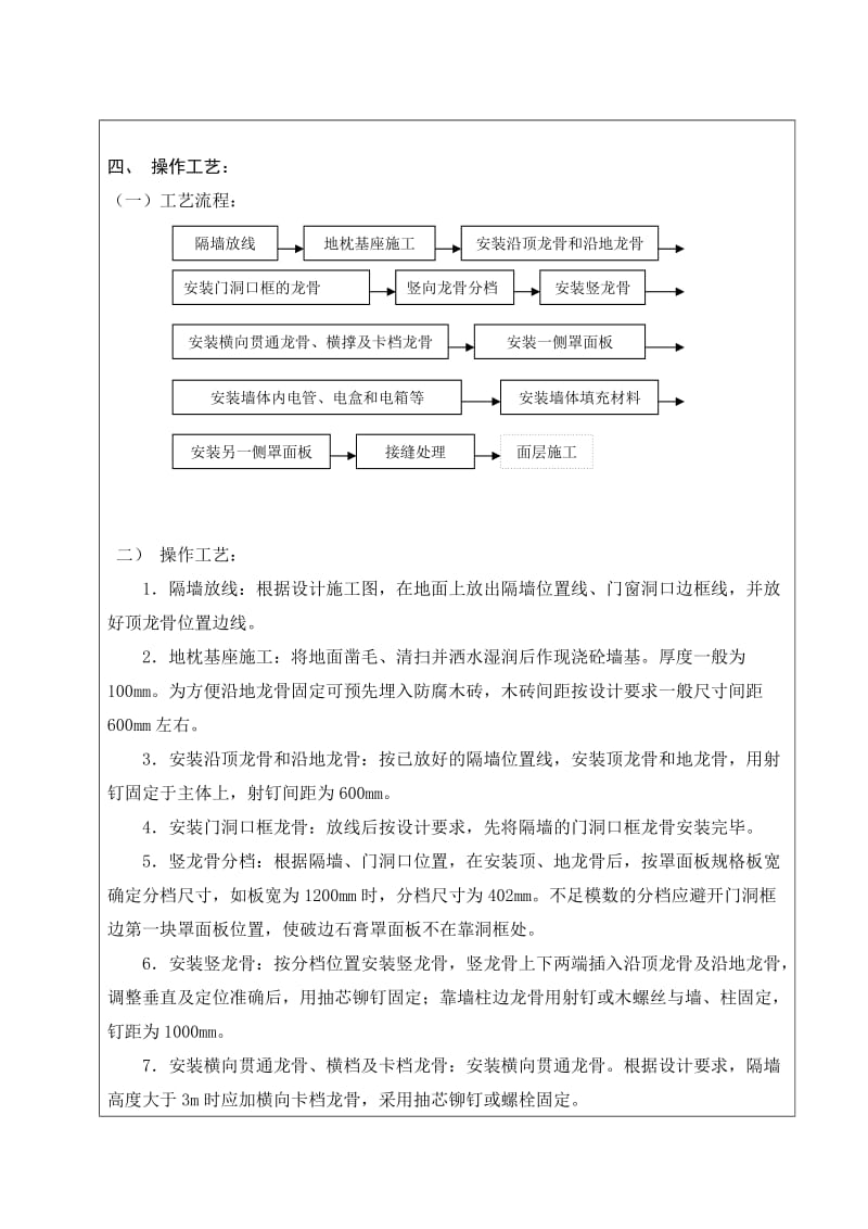 技术交底轻钢龙骨木工板石膏板隔墙.doc_第2页