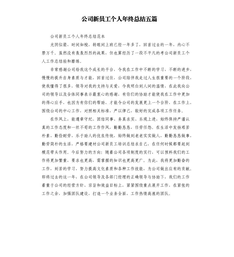 公司新员工个人年终总结五篇.docx_第1页