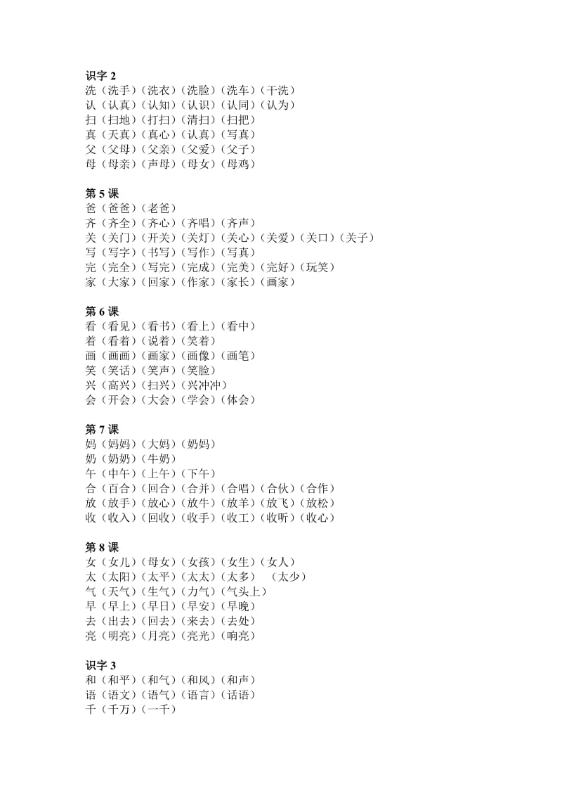 人教版一年级语文下册生字组词大全.doc_第2页