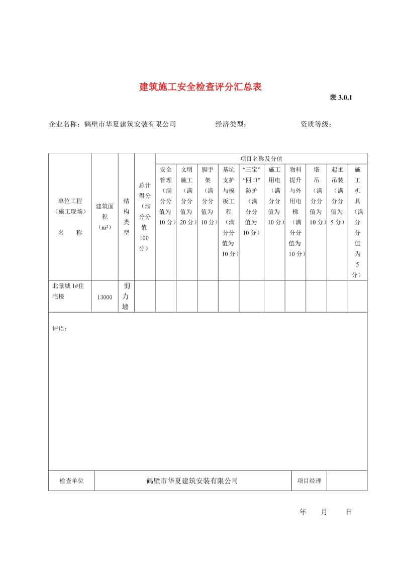 建筑施工安全检查评分表.doc_第1页