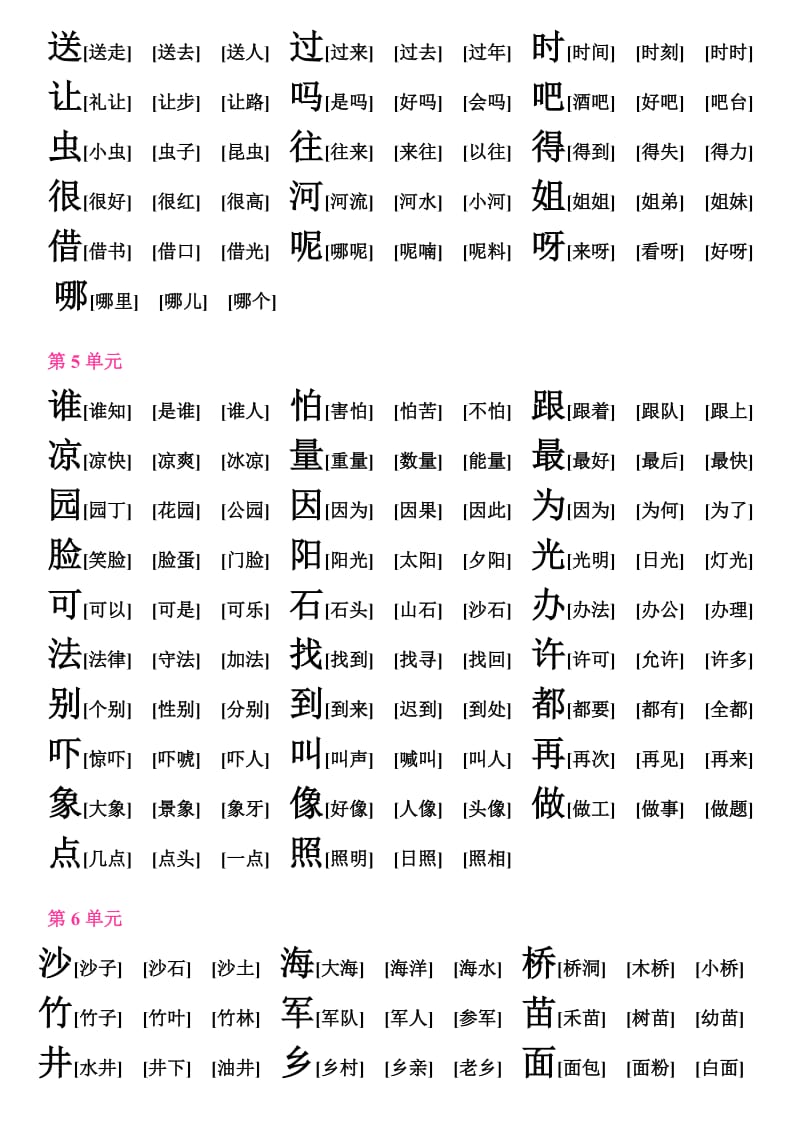 人教版语文一年级下册全部生字组词.docx_第3页