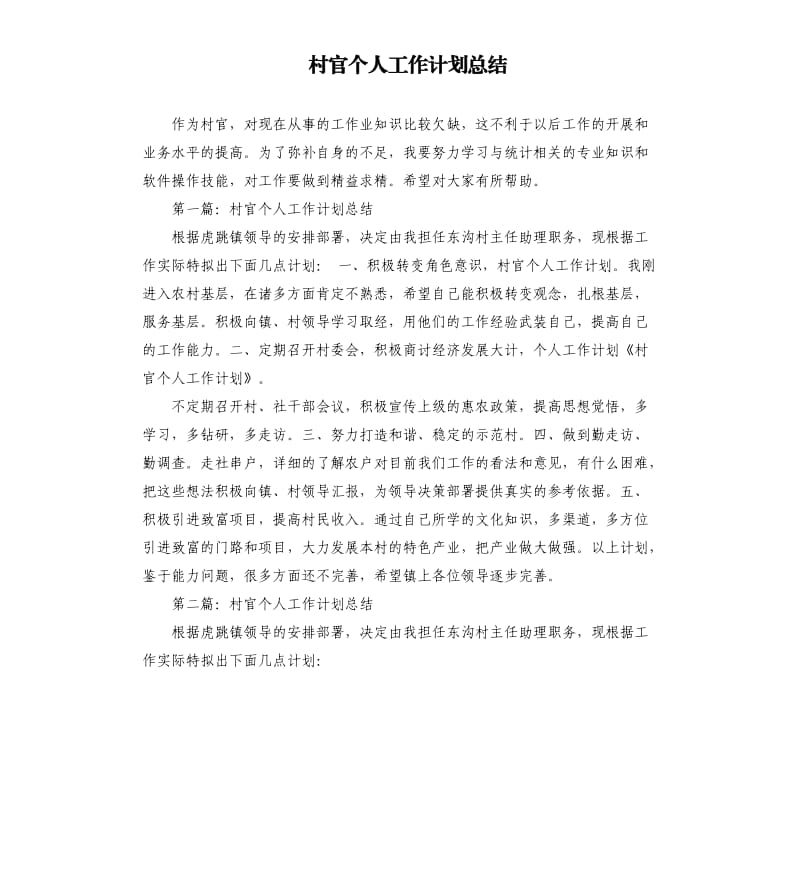 村官个人工作计划总结.docx_第1页