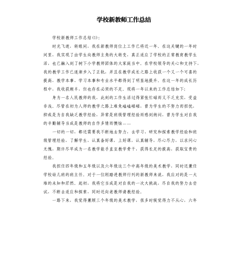 学校新教师工作总结.docx_第1页