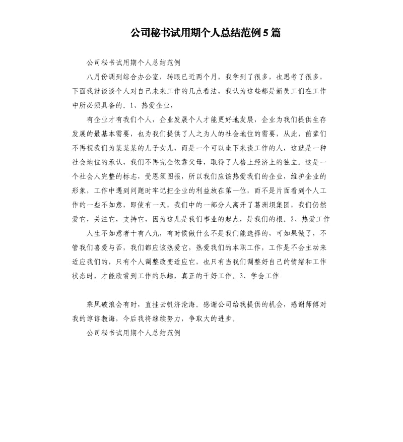 公司秘书试用期个人总结范例5篇.docx_第1页