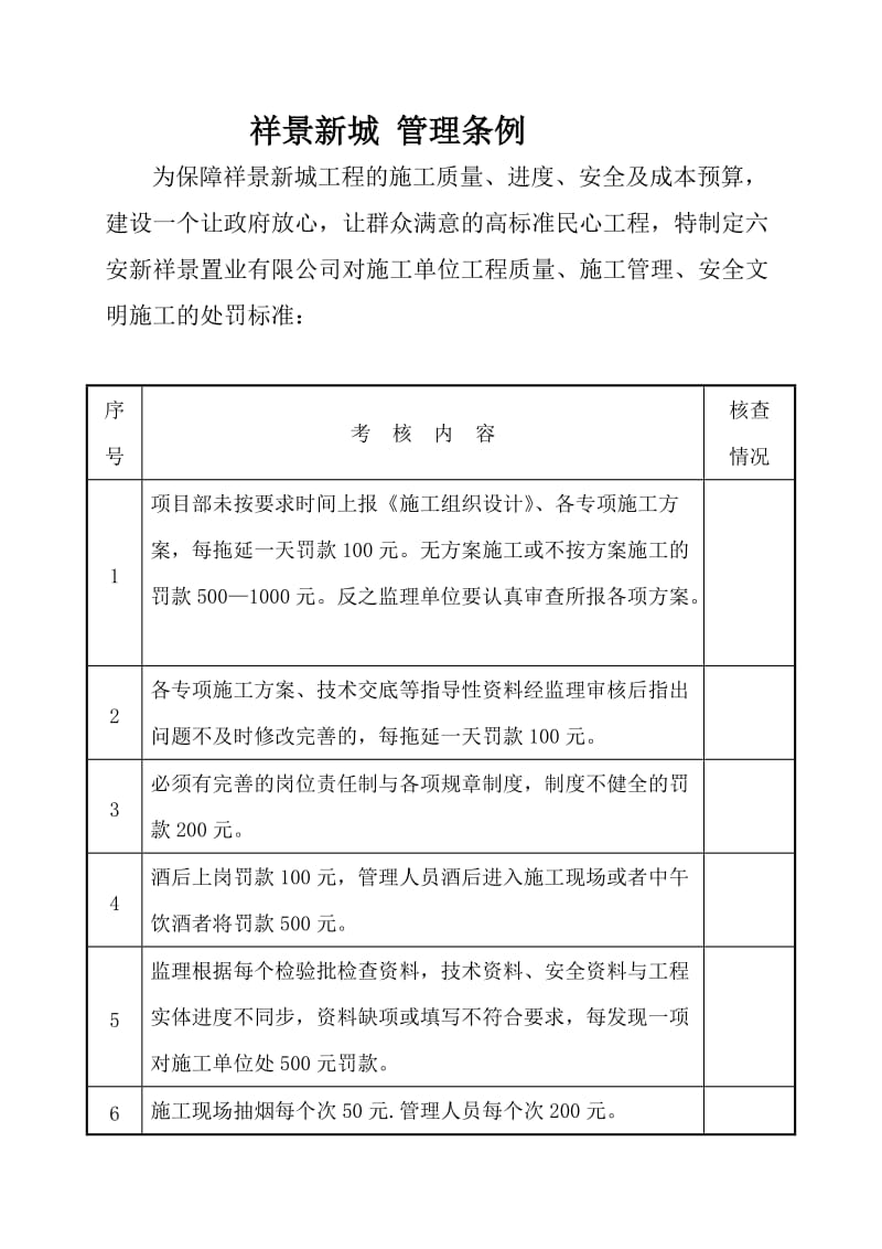 监理公司对施工单位工程质量、施工管理、安全处罚标准.doc_第1页