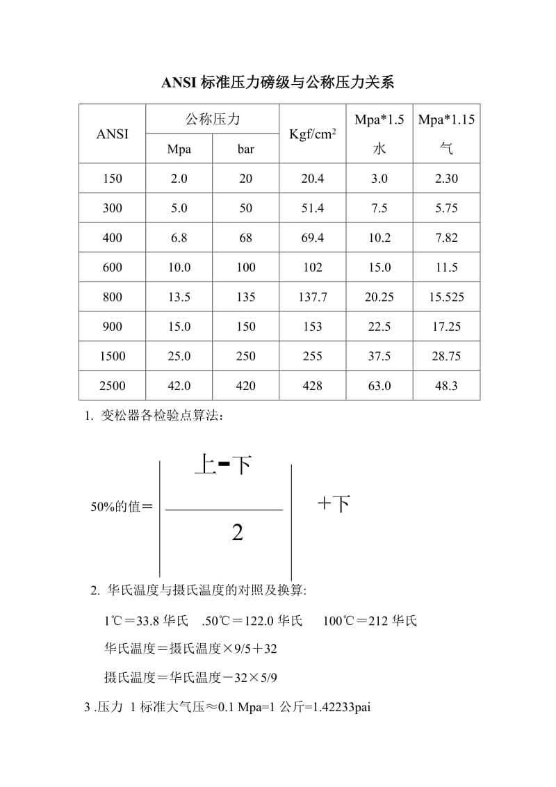 工程常用换算公式及对照表.doc_第1页